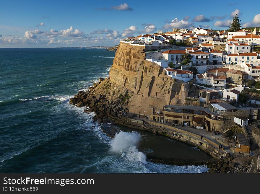 Scenic view of the village of Azenhas do Mar, in Sintra, Portugal