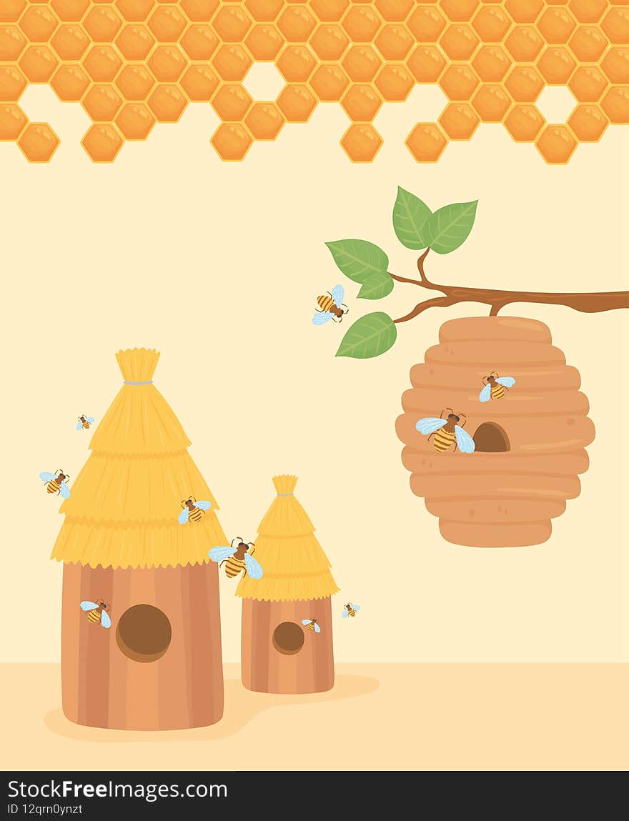 beehive apiary tree bees honey
