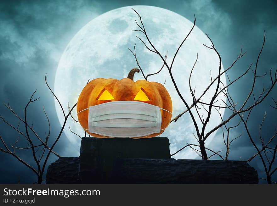 Halloween and coronavirus or covid-19 concept