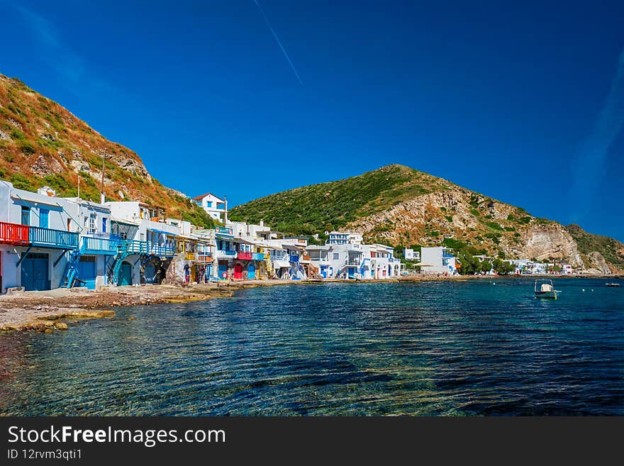 Greek fishing village Klima on Milos island in Greece