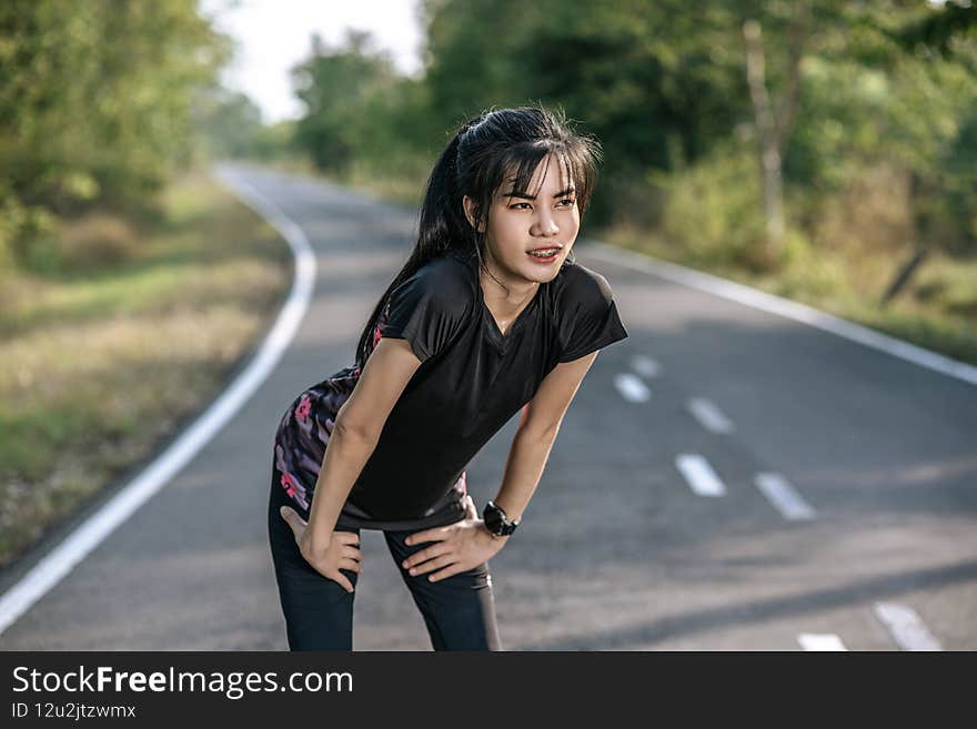 Women warm up before and after exercising. Selective focus