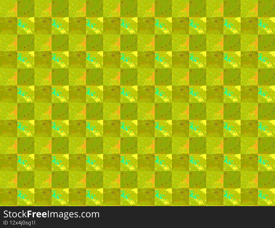 Large shiny golden background with a checkered pattern and red, green and yellow splashes, e.g. for gift wrapping paper. Large shiny golden background with a checkered pattern and red, green and yellow splashes, e.g. for gift wrapping paper