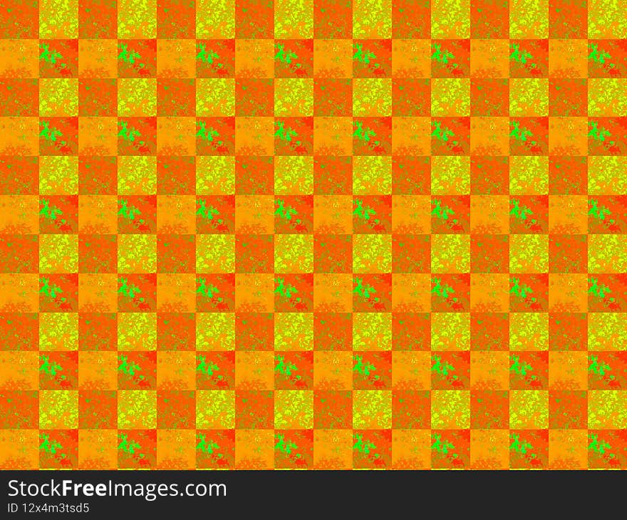 Seamless Red Orange Golden And Green Marbled Checkered Template