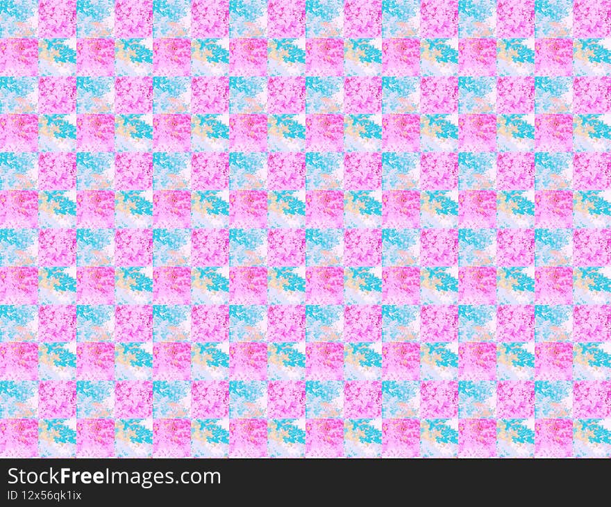 Seamless Rosy Blue Marbled Checkered Template