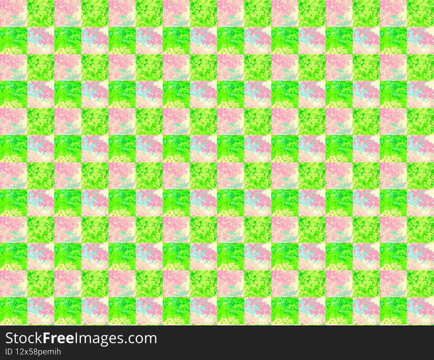 Seamless Rosy Green Marbled Checkered Template