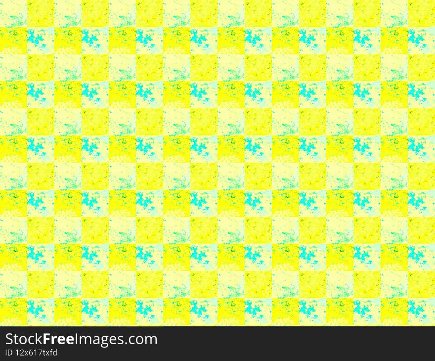 Seamless Yellow Turquoise Marbled Checkered Template