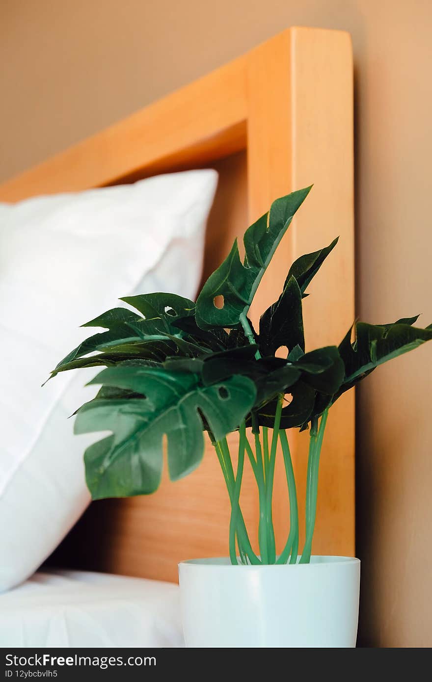 Artificial plant decoration in bedroom