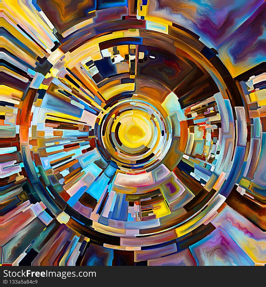 Prayer Circle series. Digital painting of disk, rays and arches of radiating color and organic texture to represent source of spiritual energy and power of life. Prayer Circle series. Digital painting of disk, rays and arches of radiating color and organic texture to represent source of spiritual energy and power of life