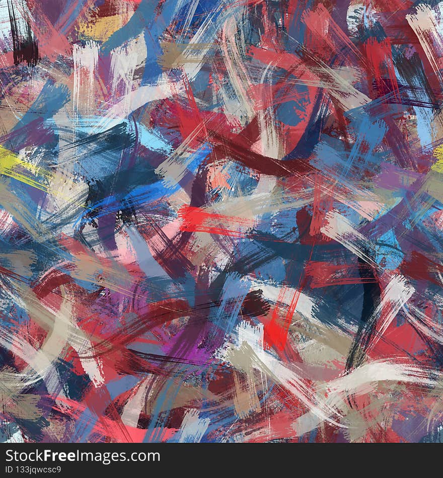 Seamless random faux digital paint stroke pattern print