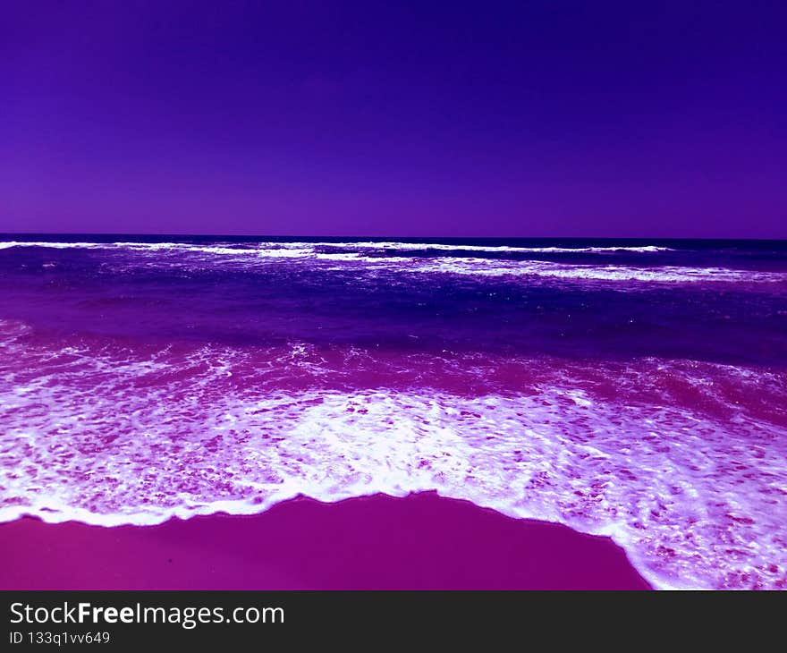 Horizon over sea water with strong foam waves. Horizon over sea water with strong foam waves