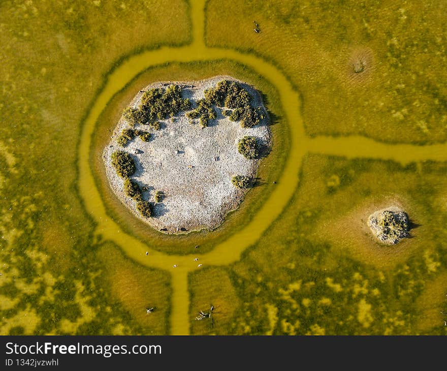 Natural formation on a salt lake at Larnaca in Cyprus