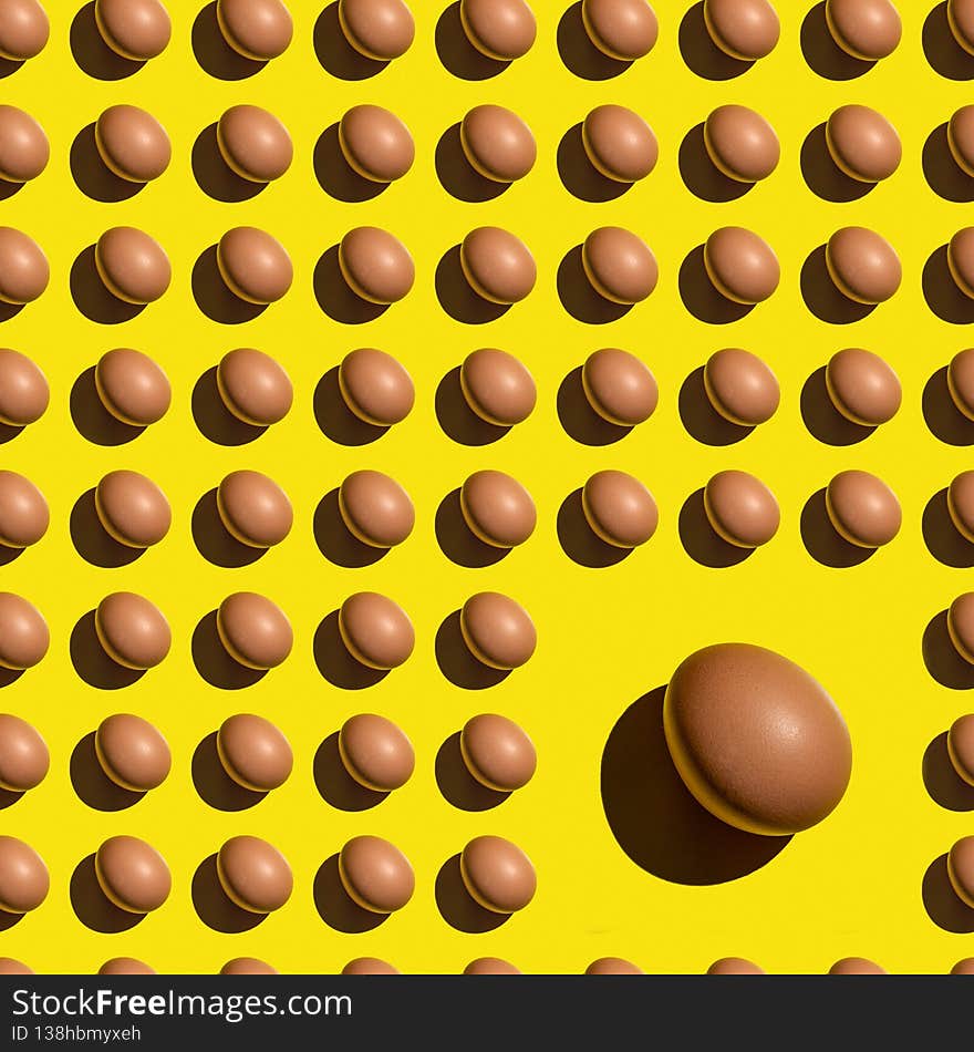 Seamless texture background pattern from eggs on a colored background. Minimal food concept.