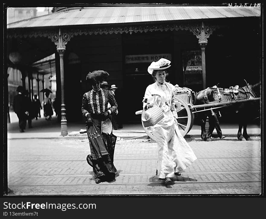 Streetscenes including pedestrians on King Street, George Street, Pitt Street, plus horsedrawn vehicles and activities on York and Castlereagh Streets, including the delivery of ice, bottle and gas cylinders.

Format: Glass photonegative

Find more detailed information about this photographic collection: acms.sl.nsw.gov.au/item/itemDetailPaged.aspx?itemID=404293

From the collection of the State Library of New South Wales www.sl.nsw.gov.au. Streetscenes including pedestrians on King Street, George Street, Pitt Street, plus horsedrawn vehicles and activities on York and Castlereagh Streets, including the delivery of ice, bottle and gas cylinders.

Format: Glass photonegative

Find more detailed information about this photographic collection: acms.sl.nsw.gov.au/item/itemDetailPaged.aspx?itemID=404293

From the collection of the State Library of New South Wales www.sl.nsw.gov.au