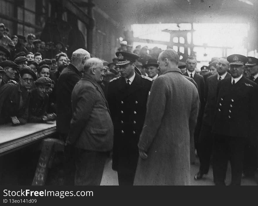 King George VI at the shipyard of Hawthorn Leslie