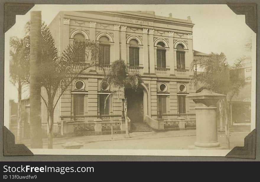 Creator:  Unidentified.

Location: Maryborough, Queensland. 

Description:  Collection reference: 6378 Waser Family Photograph Albums. The Maryborough School of Arts building is a two storeyed masonry building opposite the City Hall. It was constructed in 1887-8. It replaced the first Maryborough School of Arts which was a small brick building constructed in 1861

View the original image at the State Library of Queensland:  hdl.handle.net/10462/deriv/122996

Information about State Library of Queenslandâ€™s collection: www.slq.qld.gov.au/resources/picture-queensland

You are free to use this image without permission. Please attribute State Library of Queensland. Creator:  Unidentified.

Location: Maryborough, Queensland. 

Description:  Collection reference: 6378 Waser Family Photograph Albums. The Maryborough School of Arts building is a two storeyed masonry building opposite the City Hall. It was constructed in 1887-8. It replaced the first Maryborough School of Arts which was a small brick building constructed in 1861

View the original image at the State Library of Queensland:  hdl.handle.net/10462/deriv/122996

Information about State Library of Queenslandâ€™s collection: www.slq.qld.gov.au/resources/picture-queensland

You are free to use this image without permission. Please attribute State Library of Queensland.