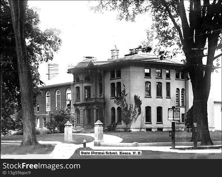 TITLE
Hale Building, Keene State College, Keene, NH

CREATOR
Underwood &amp; Underwood, New York NY

SUBJECT
Universities and colleges - NH - Keene
Houses - NH - Keene

DESCRIPTION
Postcard of the Hale Building, formerly used as an Administration Building, Keene State College located at the corner of Main and Winchester Streets in Keene New Hampshire. It was originally built in 1860 for Ex-Governor Samuel Dinsmoor and was later the home of Governor Samuel W. Hale. In 1909 it was presented to the state by the City of Keene when the Normal School was established.

PUBLISHER
Keene Public Library

DATE DIGITAL
20080414

DATE ORIGINAL

RESOURCE TYPE
photographs
photographic postcards

FORMAT
image/jpg

RESOURCE IDENTIFIER
hsyksch022

RIGHTS MANAGMENT
No known restriction on publication.