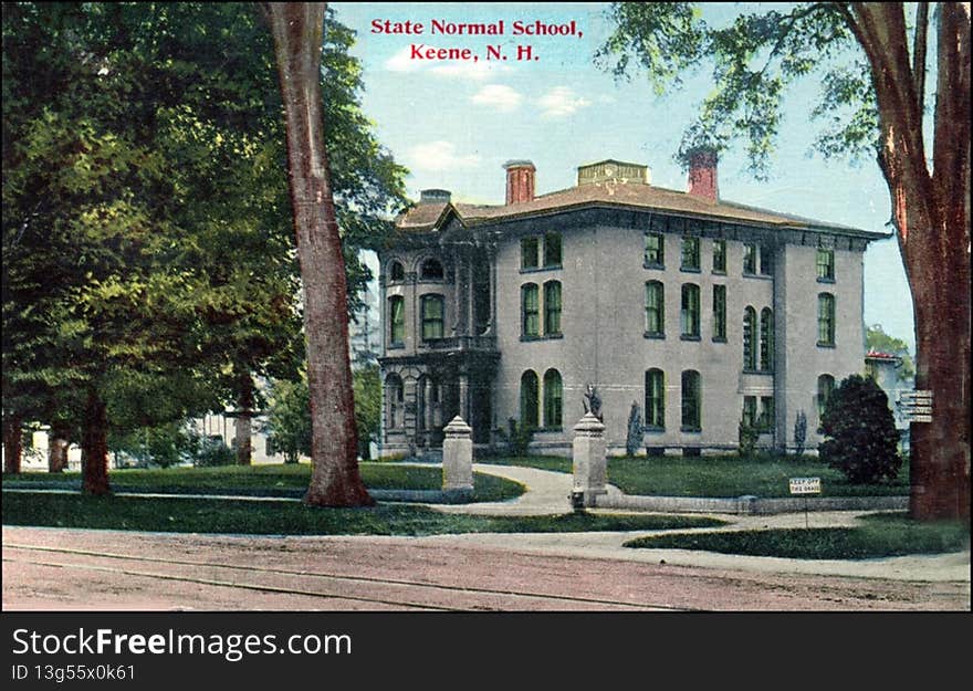 TITLE
Hale Building, Keene State College, Keene, NH

CREATOR

SUBJECT
Universities and colleges - NH - Keene
Houses - NH - Keene

DESCRIPTION
Postcard of the Hale Building, formerly used as an Administration Building, Keene State College located at the corner of Main and Winchester Streets in Keene New Hampshire. It was originally built in 1860 for Ex-Governor Samuel Dinsmoor and was later the home of Governor Samuel W. Hale. In 1909 it was presented to the state by the City of Keene when the Normal School was established.

PUBLISHER
Keene Public Library

DATE DIGITAL
20080414

DATE ORIGINAL

RESOURCE TYPE
photographic postcards

FORMAT
image/jpg

RESOURCE IDENTIFIER
hsyksch020

RIGHTS MANAGMENT
No known restriction on publication.