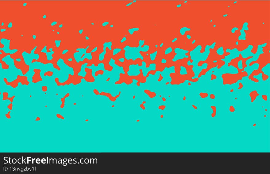 The transition from red to azure with uneven border line, interpenetration of colors. Vector illustration