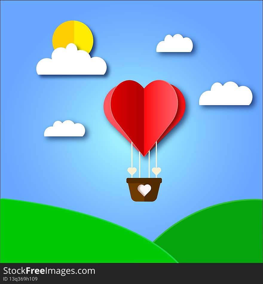 balloon on a blue background with clouds. balloon on a blue background with clouds