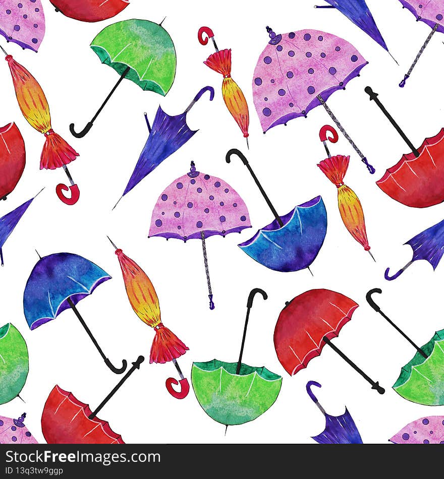 umbrellas are bright green, blue,red,pink closed and opened