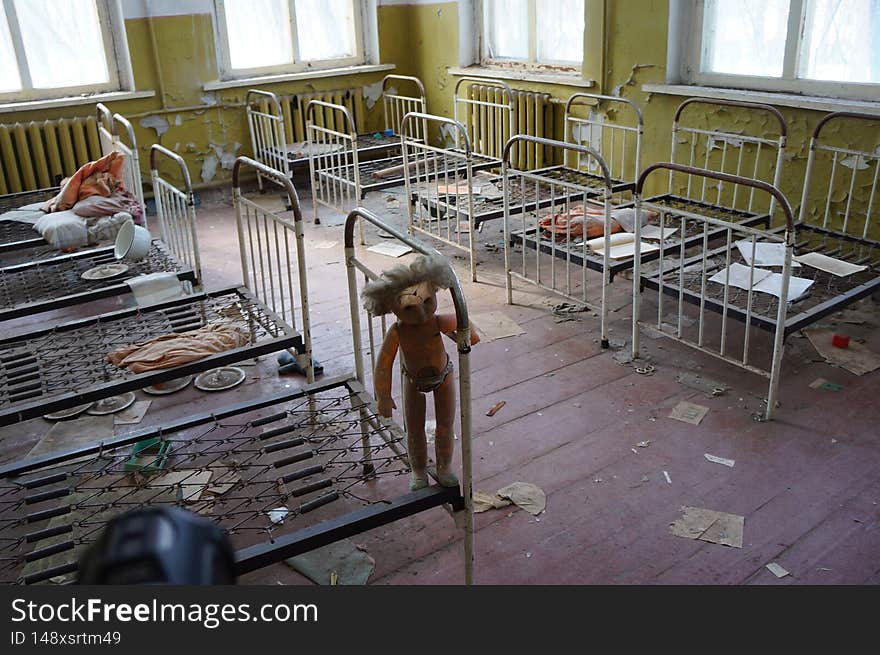 Abandoned kindergarten in the village of Kopachi, Kiev region, Ukraine.