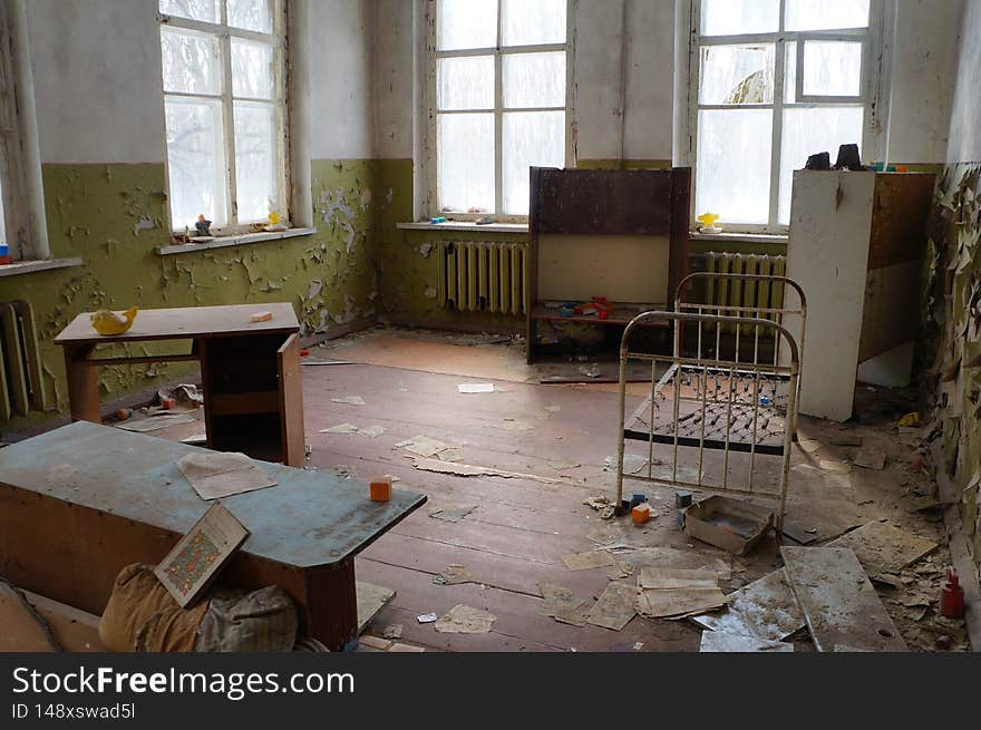 Abandoned kindergarten in the village of Kopachi, Kiev region, Ukraine.