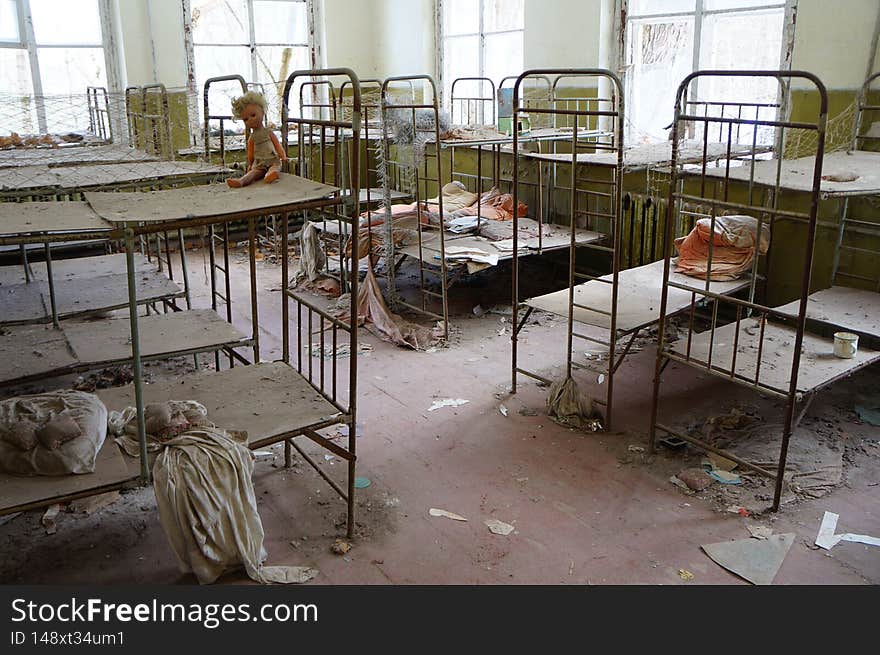 Abandoned kindergarten in the village of Kopachi, Kiev region, Ukraine.