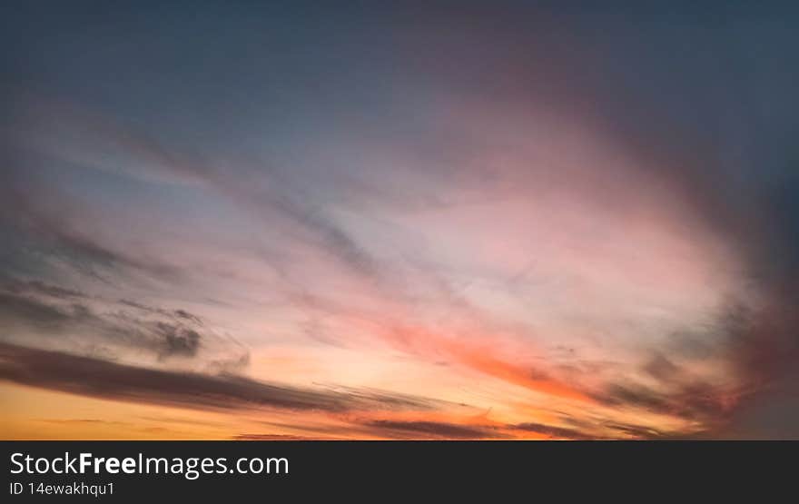 Sunset or sunrise colorful sky. Nature or natural background.