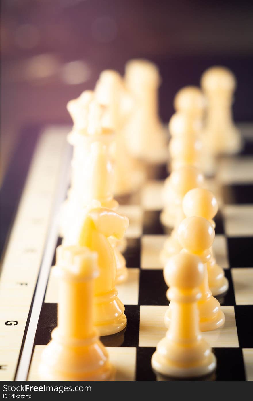 Chess board game. Strategy ideas concept business futuristic graphic icon. Selective focus.