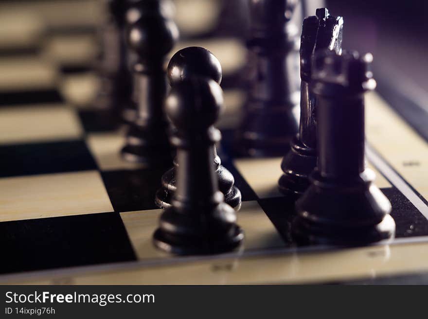Chess board game. Strategy ideas concept business futuristic graphic icon. Selective focus.