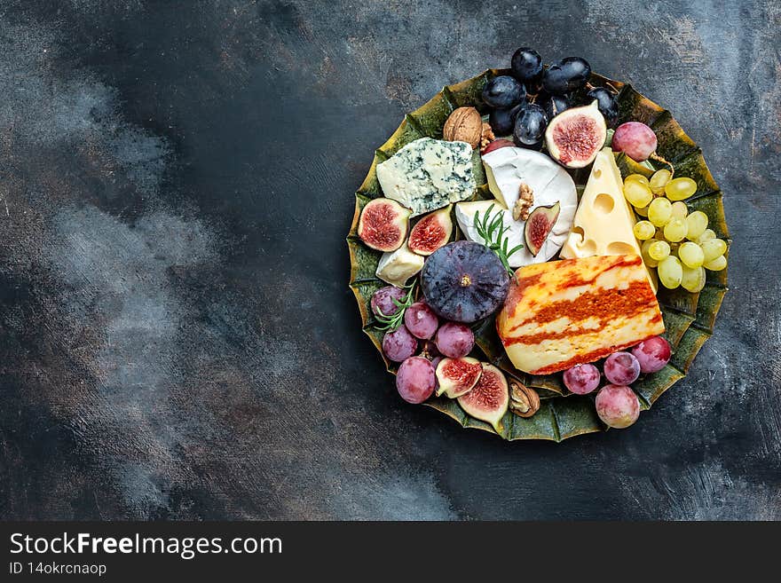 French cheese collection camembert, emmental, marble delicous cheese, blue cheese french, dorblu, mold, roquefort, cheese platter