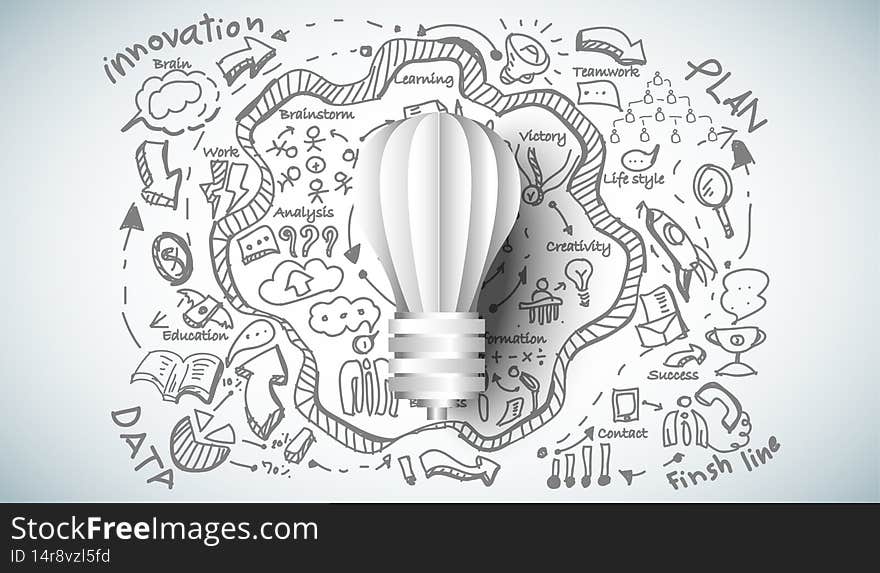 Light bulb Idea. plan think analyze creative startup business. illustration Creativity modern Concept