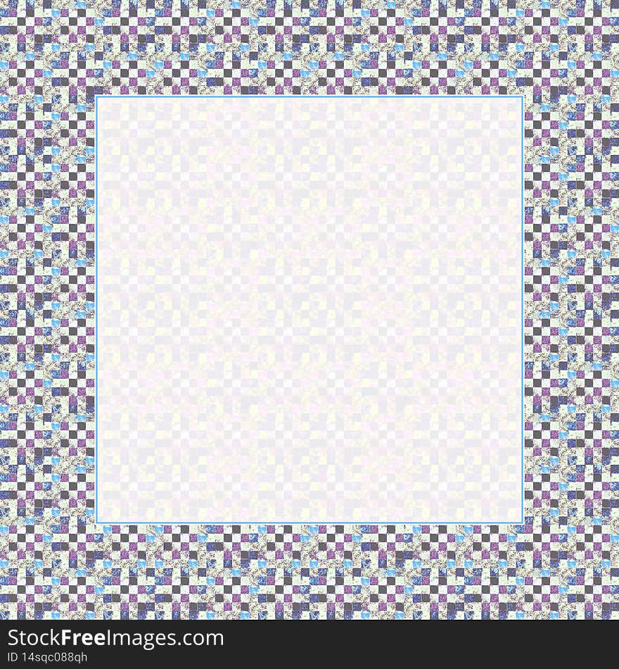 Mosaic checkered square frame blue purple