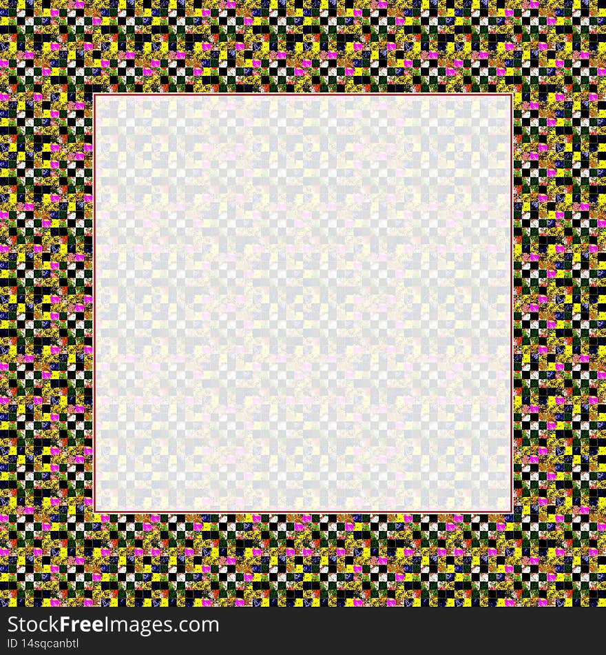 Mosaic square frame brown yellow red