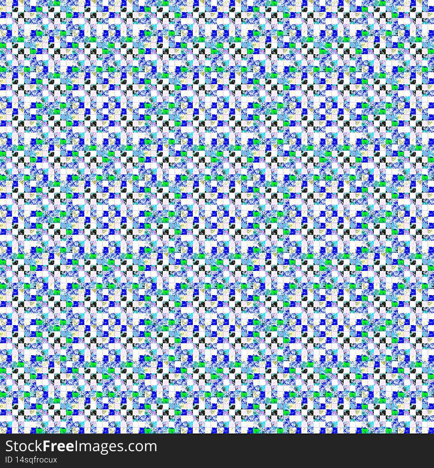 Seamless mosaic chequered template blue green