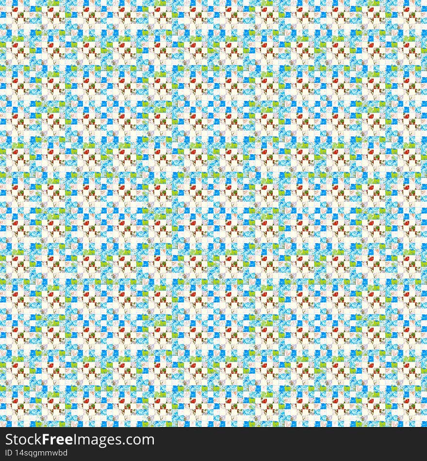 Seamless multicolor mosaic chequered template