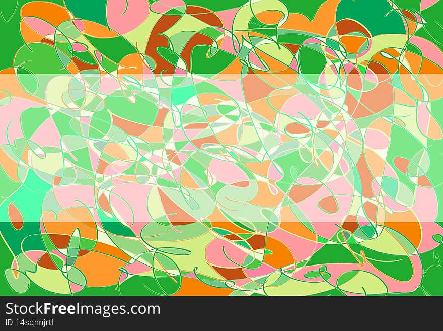 Frame with orange, green, yellow, brown, rose and white irregular pattern. Light center. Frame with orange, green, yellow, brown, rose and white irregular pattern. Light center.
