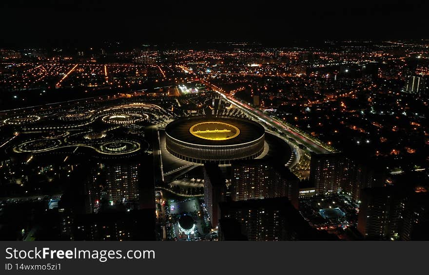 night view from the top of the park of Krasnodar. Galitskogo park