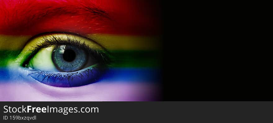 LGBT support, young eye and rainbow colors