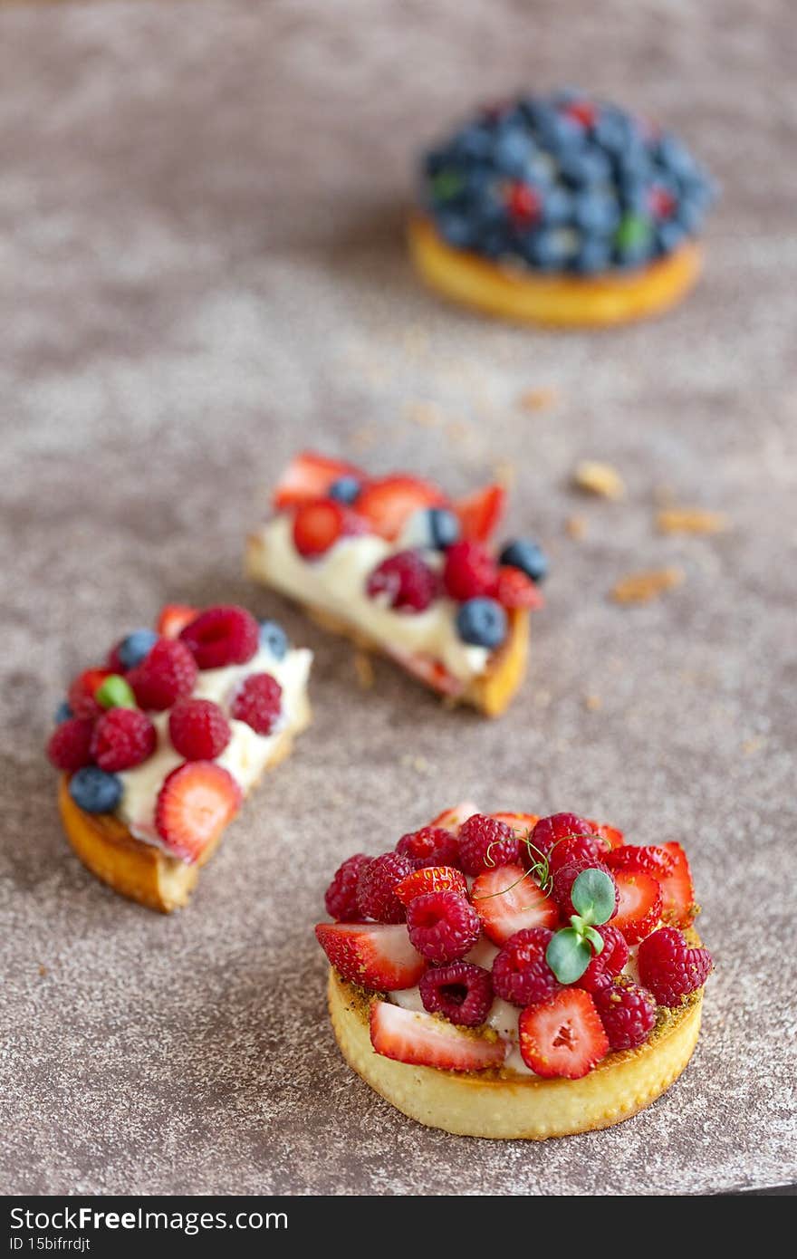 Cake with berries, delicious tartlet.
