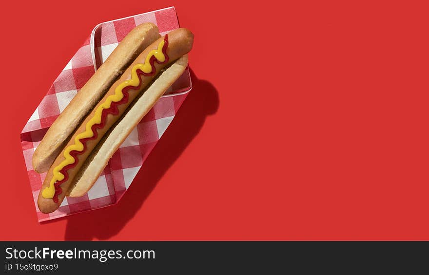 top view hot dog copy space. High quality photo