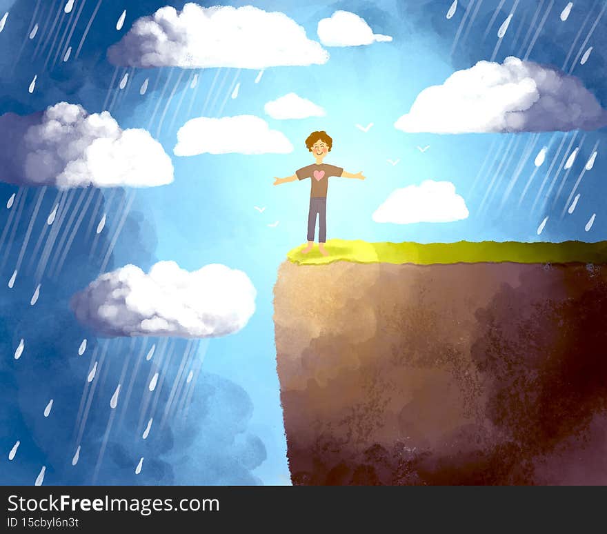 Way out of depression. The person who is happy. Healing and rescue