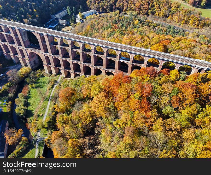 Autumn photo of the Goeltzschtalbruecke in Vogtland
