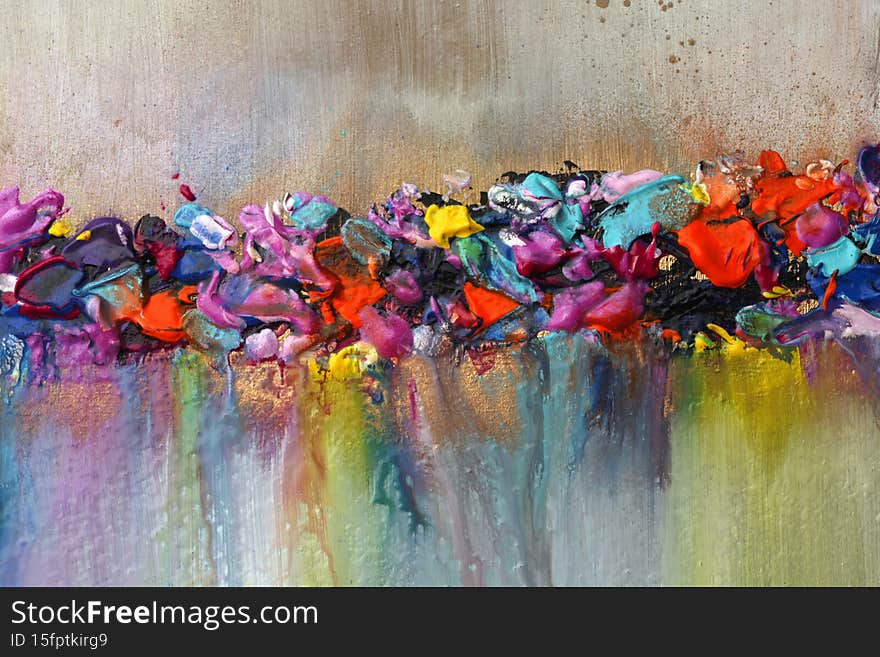 Art Abstract acrylic and watercolor smear blot painting. Color horizontal texture background.
