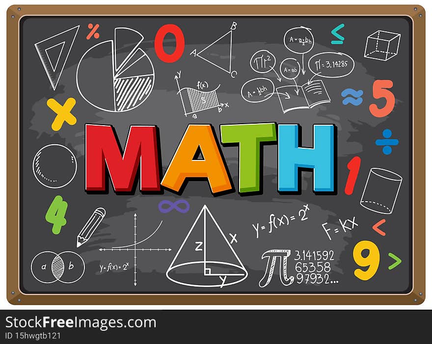 Math formula on blackboard isolated illustration