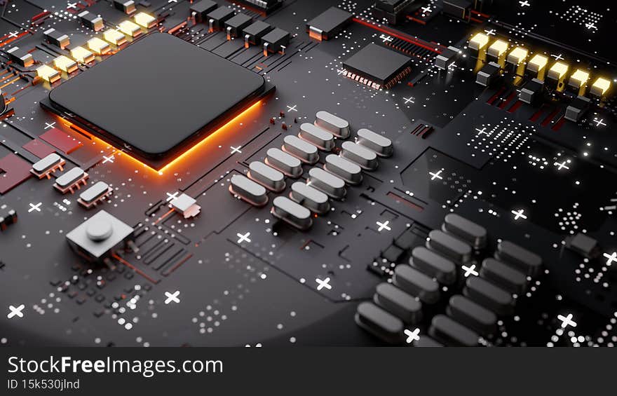 Central Computer Processors CPU concept. Technology background, 3d illustration