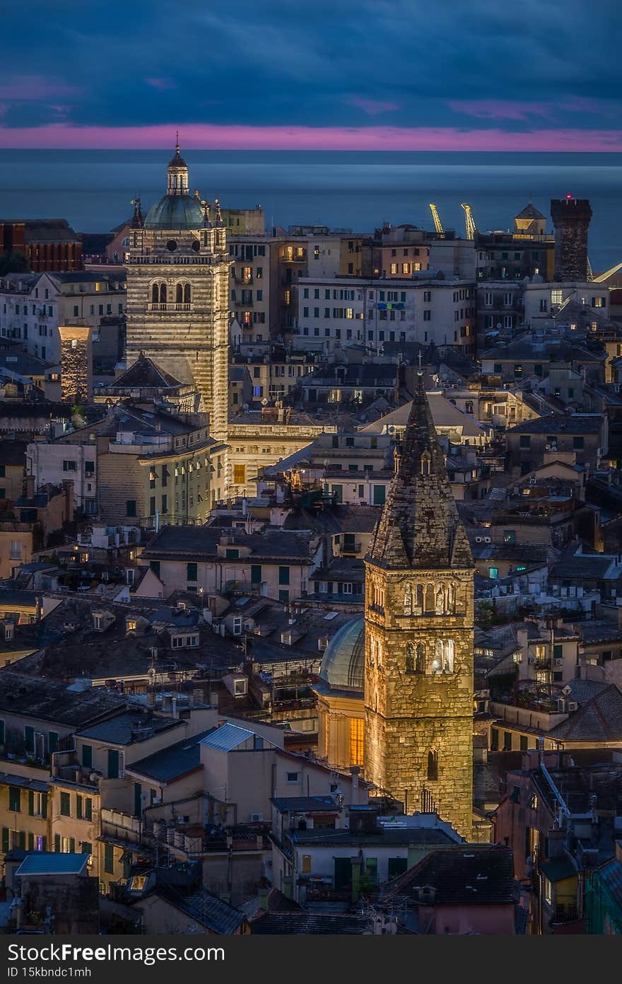 The roofs of Genoa, Italy. Genoa is an historical city of Italy.