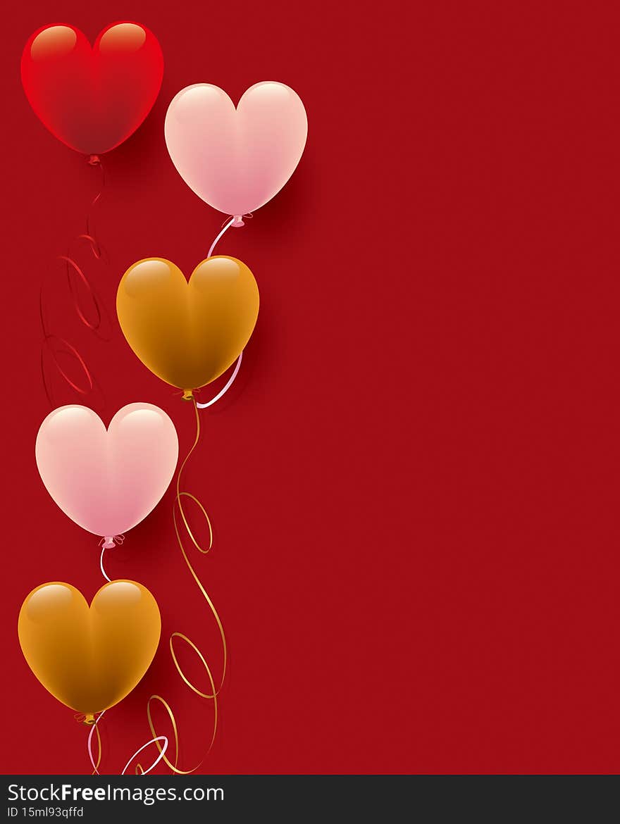 Background of dull color heart balloons
