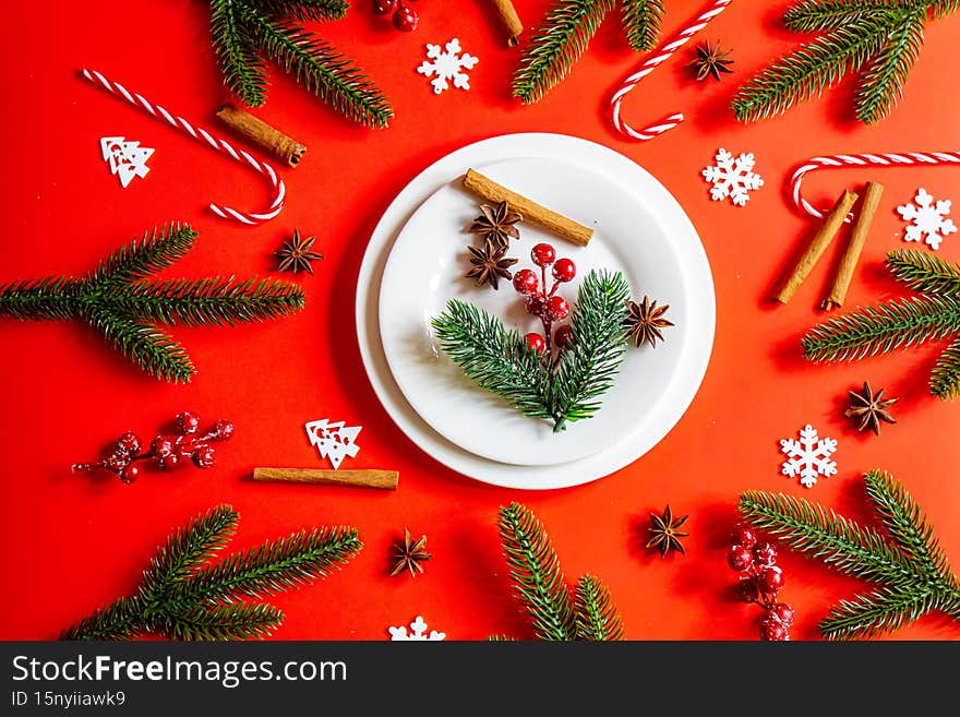 Christmas table. Holiday dinner concept. Selective focus holidays