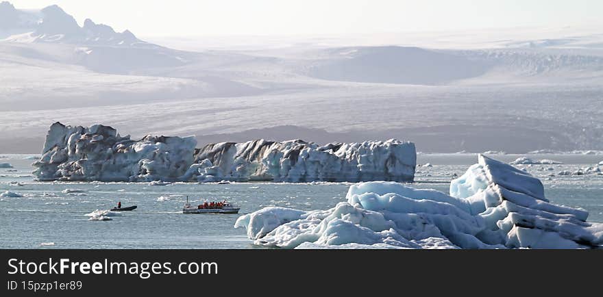 Icebergs float on Jokulsarlon glacier lagoon - Iceland